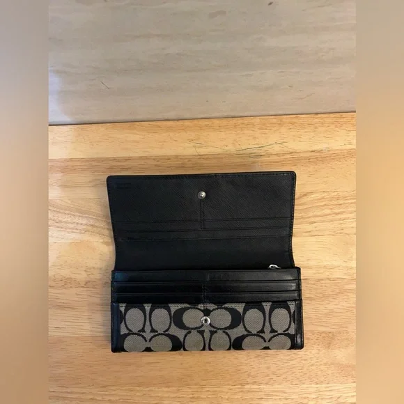 Coach Legacy Signature Checkbook Wallet With Leather Trim - Picture 6 of 15